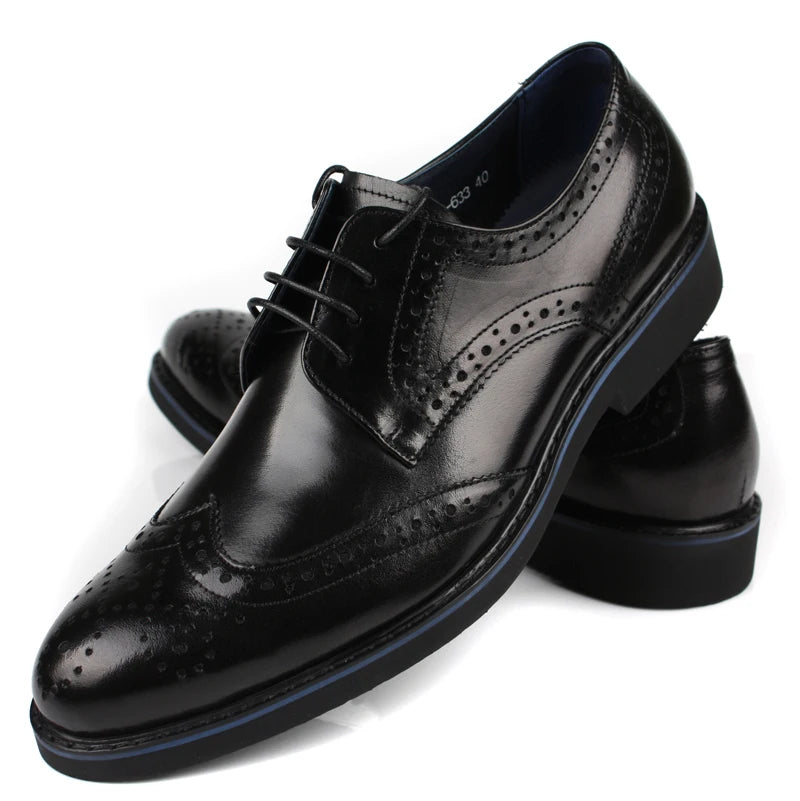 Fashion Brown Tan / Black / Brown Dress Shoes Mens Business Shoes Genuine Leather Wedding Shoes Male Oxfords Social Shoes