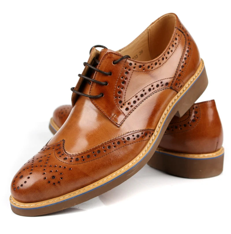 Fashion Brown Tan / Black / Brown Dress Shoes Mens Business Shoes Genuine Leather Wedding Shoes Male Oxfords Social Shoes