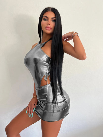 Jumpsuit Wrap Hip Skirt Set Sexy Ol Light Mature Spice Girl Breast Dress