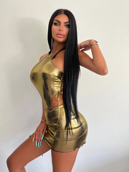 Jumpsuit Wrap Hip Skirt Set Sexy Ol Light Mature Spice Girl Breast Dress