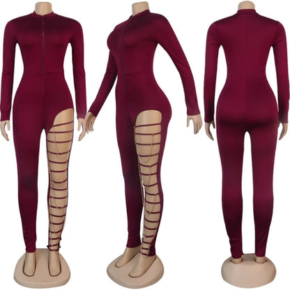 Clubwear Sexy Bodycon Jumpsuit Women Romper Party Club Rompers Womens Jumpsuit Hollow Out Chain Long Pants One Piece Jumpsuit